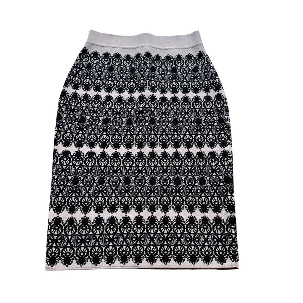 Vintage Alexander Mcqueen S Women's Black & Beige Honeycomb Lace Pencil Skirt